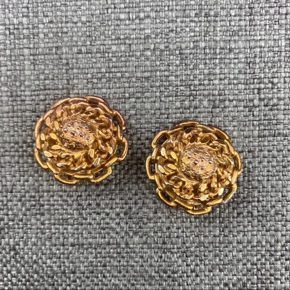 Vintage Gold/Copper Tone Chained Circles Clip Ons - Picture 4 of 6